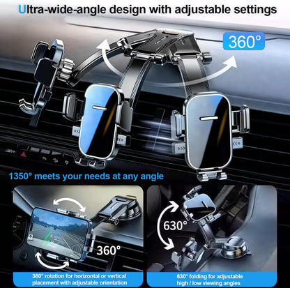 Universal Car Phone Mount, Supports 360-Degree Rotation — ABS Plastic, Strong Suction