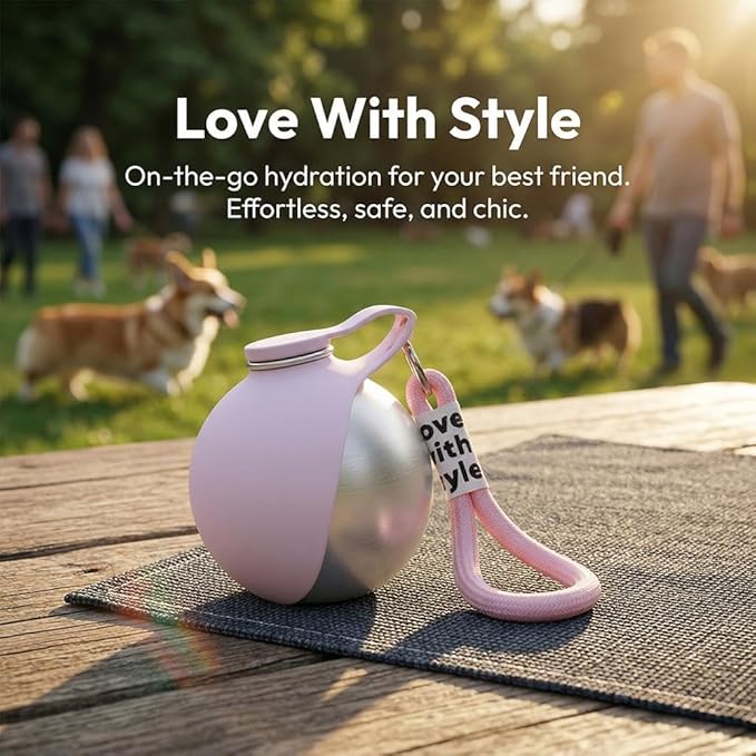 2-in-1 Dog Water Bottle with Bowl for Walking & Travel