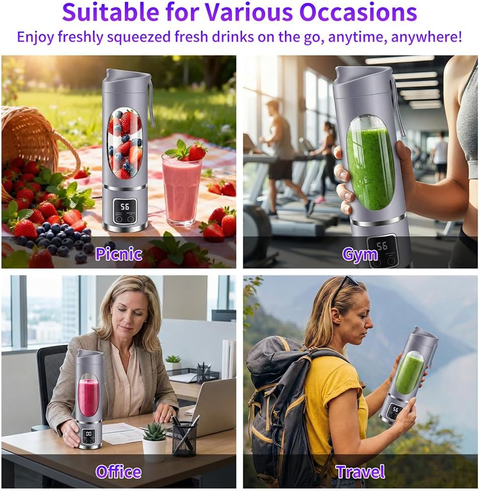 Personal Blender 500ml, USB-C, Ice Crush | BPA-free PCTG cup,304SS blades