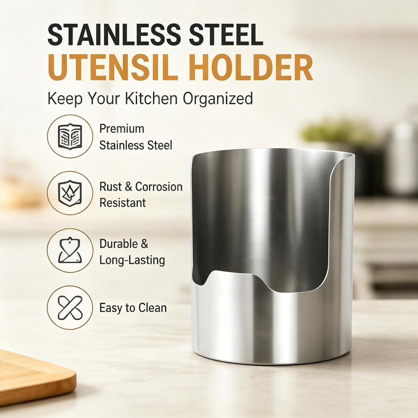 Multi-Functional Kitchen Utensil Holder,Thickened Stainless Steel Countertop Organizer