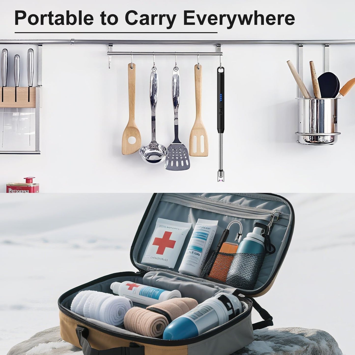 Electric Lighter with 360° Flexible Neck & Safety Lock, Windproof USB Rechargeable