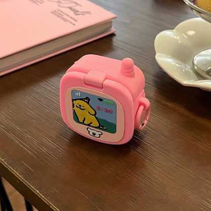 3D Kawaii Soft Silicone Makeup Mirror Puppy Retro Pink Cover For Airpods