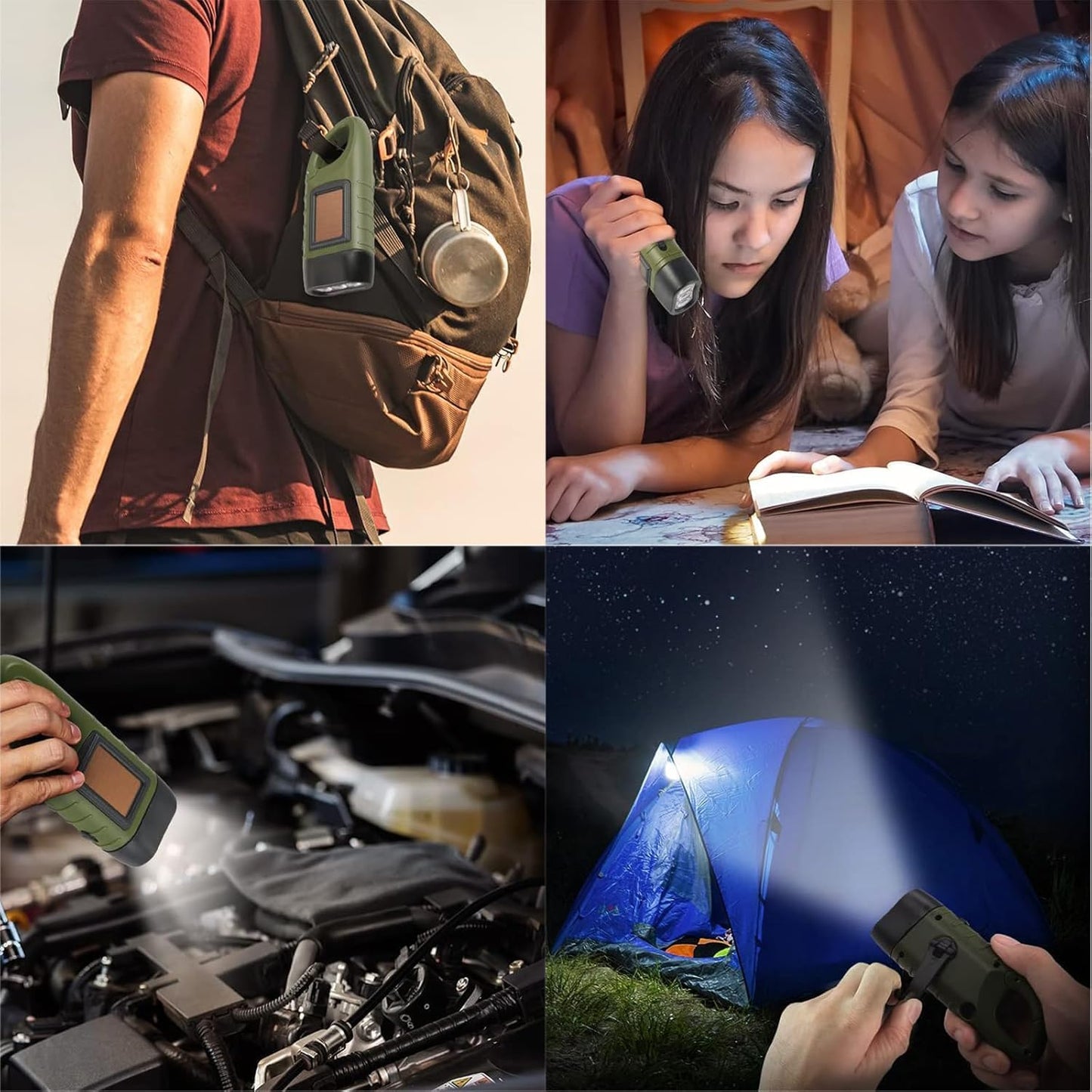 Mini Hand Crank Solar LED Emergency Flashlight,USB Output,Type C