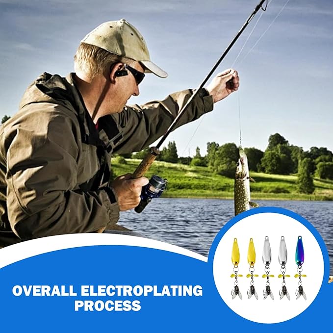 5Pcs Fishing Lures, 3D High Catch Rate Fly Spinner Baits, Metal Propeller Fishing Bait with Floating Rotating Tail