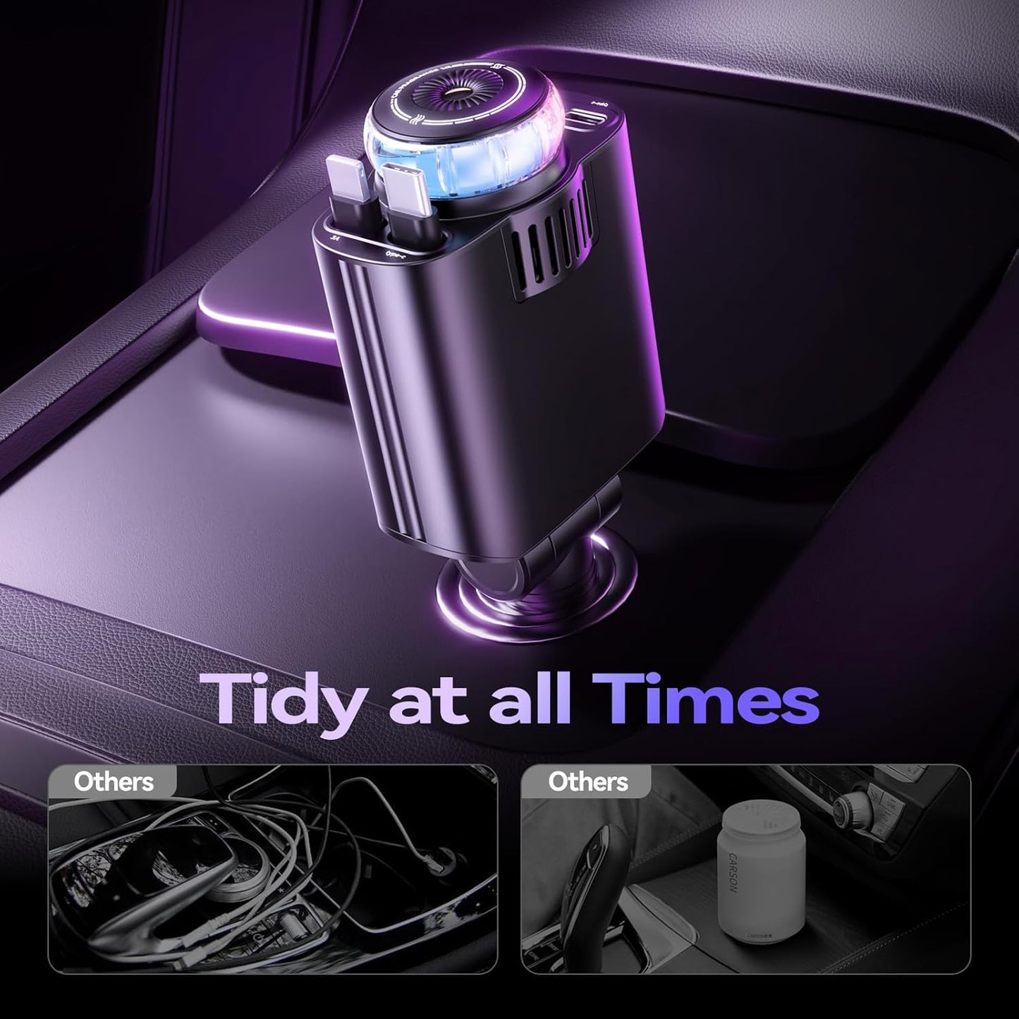 Newly Upgraded Retractable Car Charger with Aromatherapy and Starlight, 5 in 1 USB C Car Charger Adapter