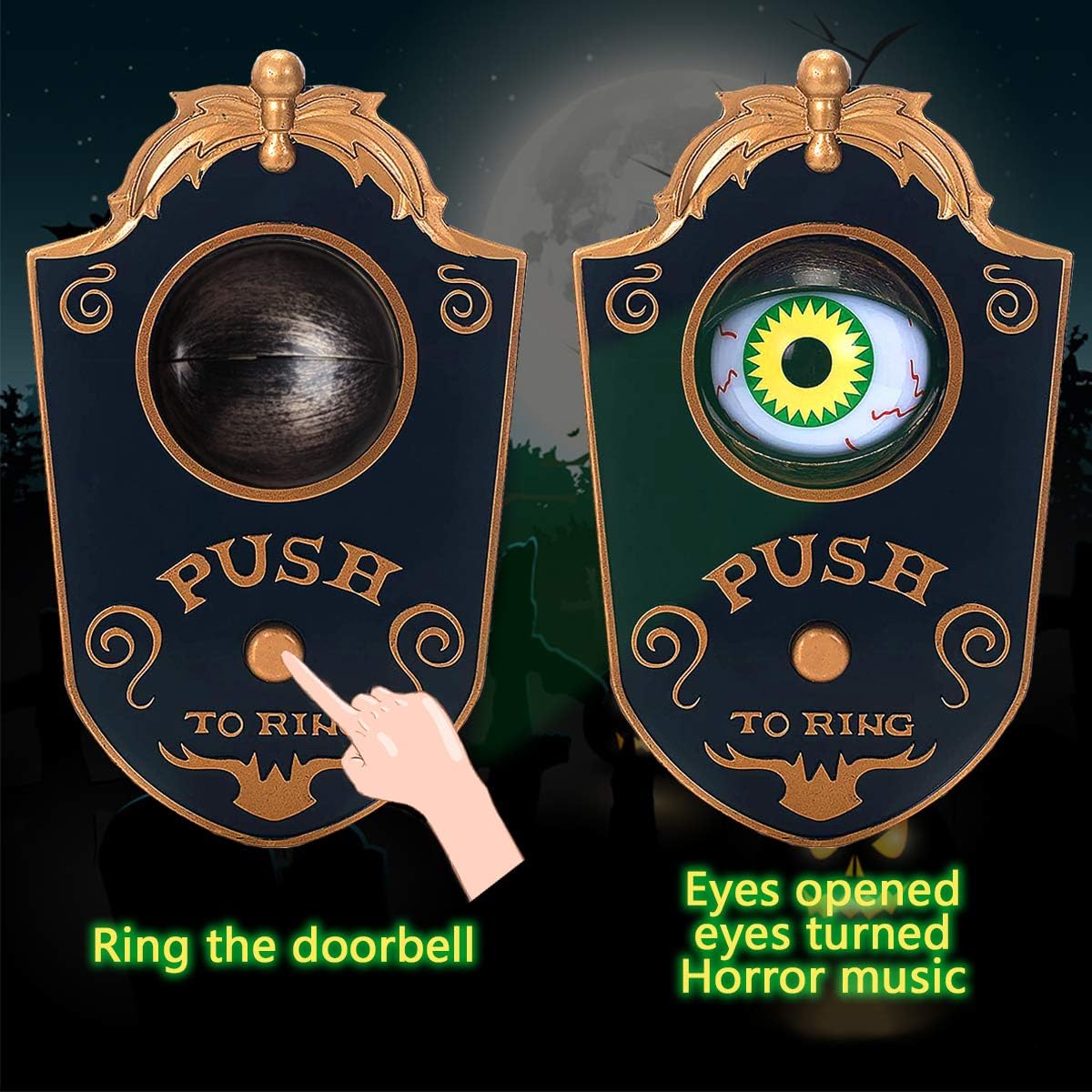 Halloween Doorbell, Haunted Doorbell Animated Eyeball with Spooky Sounds