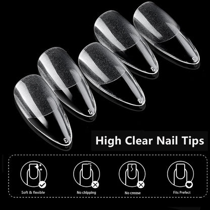 600pcs Almond Nail Tips Medium Fake Nails - Soft Gel Nail Tips Almond Shape