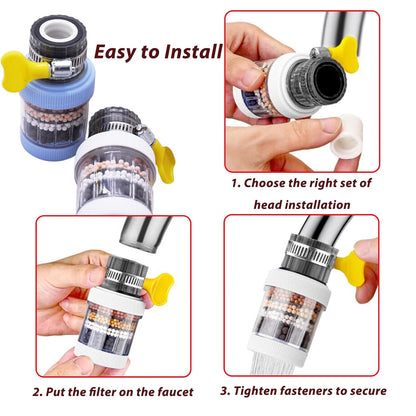 Activated Carbon Faucet Water Purifier Tap Filtration for Kitchen Bathroom Removes Chlorine Fluorider