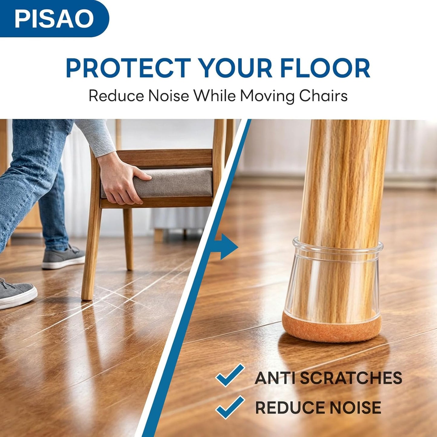 15 Pcs Chair Leg Floor Protectors for Hardwood Floors Silicone Covers