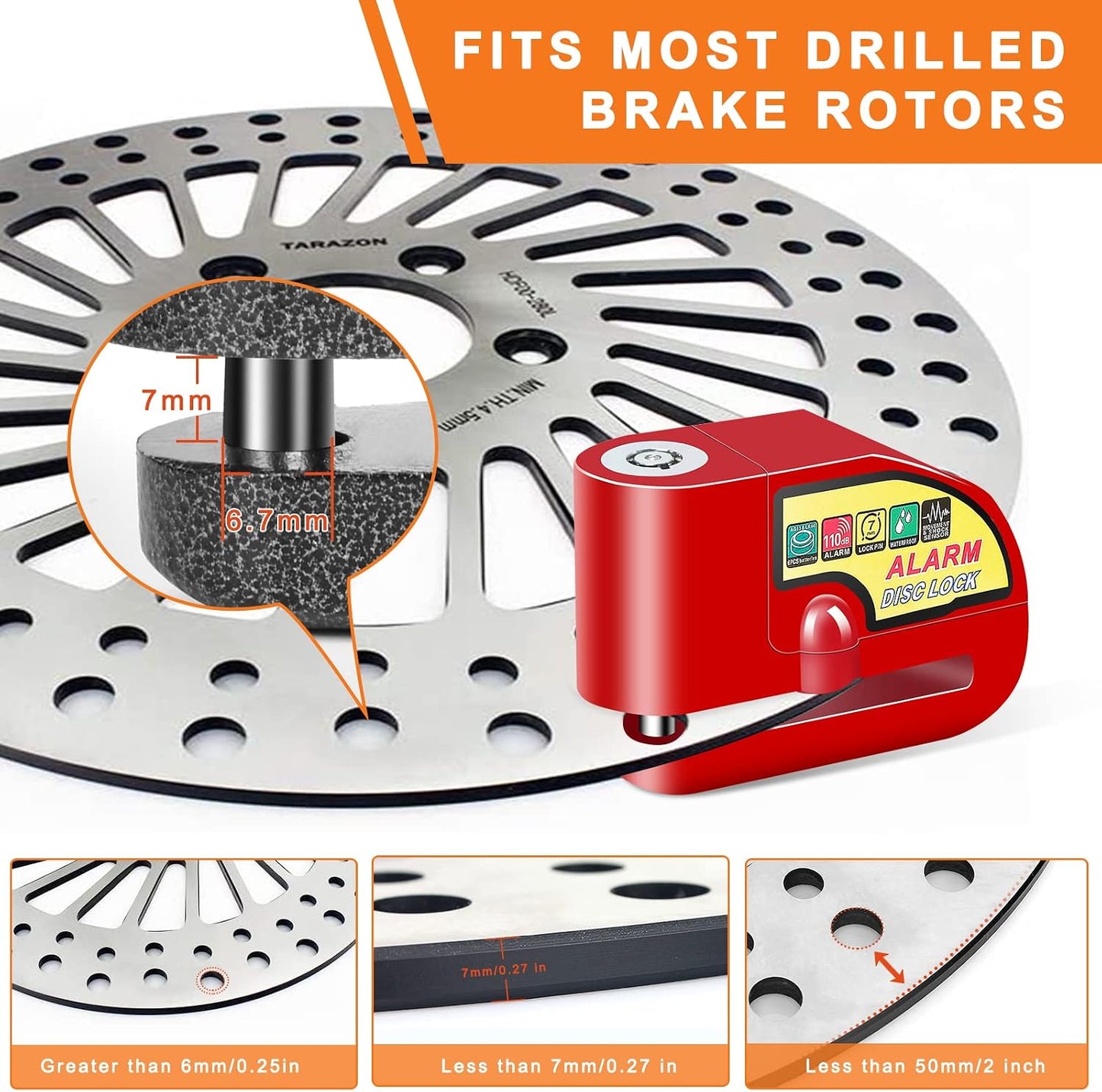 Motorcycle Alarm Disc Brake Lock, Motorcycle Locks Anti Theft Security Wheel Disc Lock