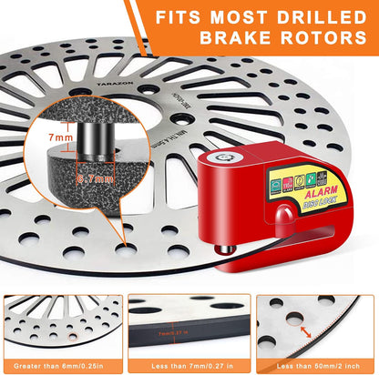 Motorcycle Alarm Disc Brake Lock, Motorcycle Locks Anti Theft Security Wheel Disc Lock