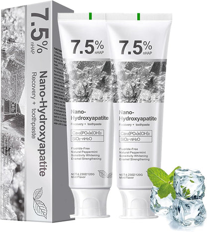 7.5% Nano Hydroxyapatite Toothpaste, Advanced Enamel Protection, Deep Cleaning Fluoride-Free Formula