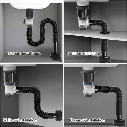 Sink Drain Pipe, Expandable Flexible Kitchen Sink Drain Pipe P Trap Kitchen Sink for Bathroom Kitchen 1‑1/4 in