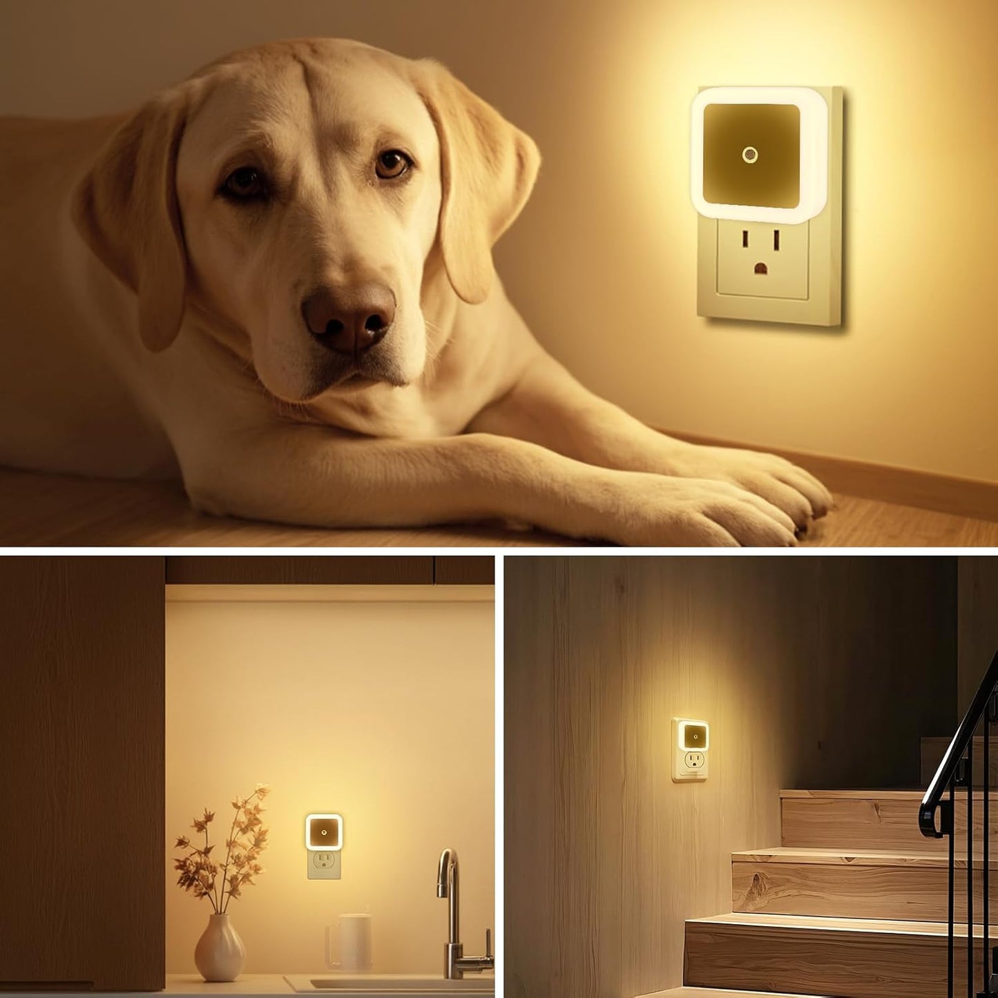 4/8Pcs Night Light,Warm White LED Night Lights Plug into Wall with Dusk to Dawn sensors