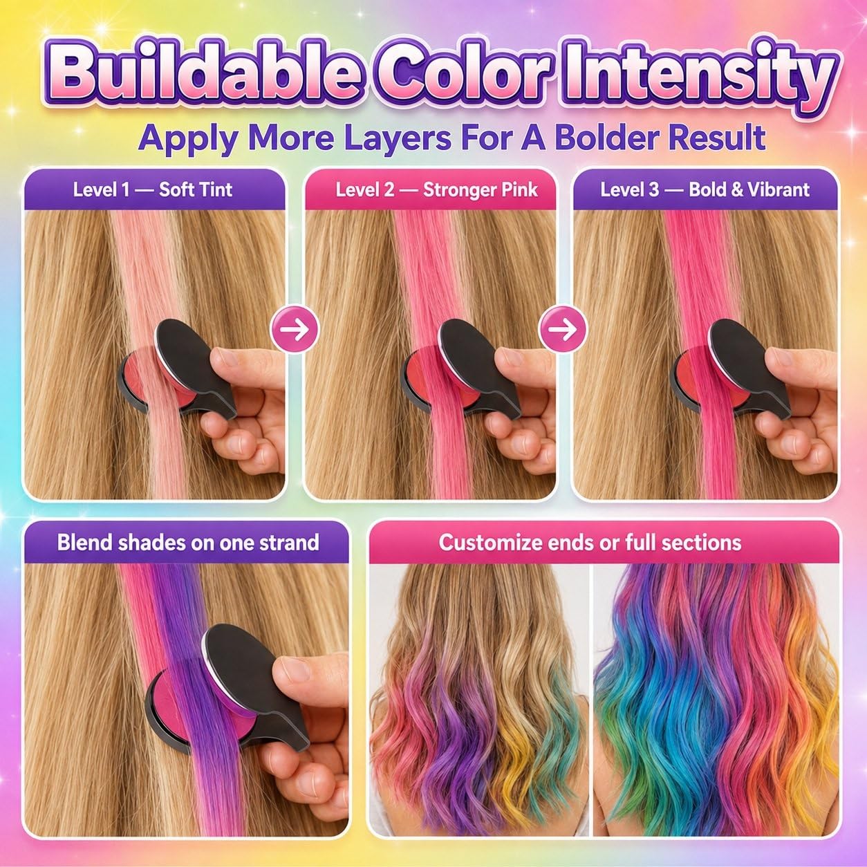 12 ColorsHair Chalk Set Washable Temporary Vibrant Non-Damage Hair Color