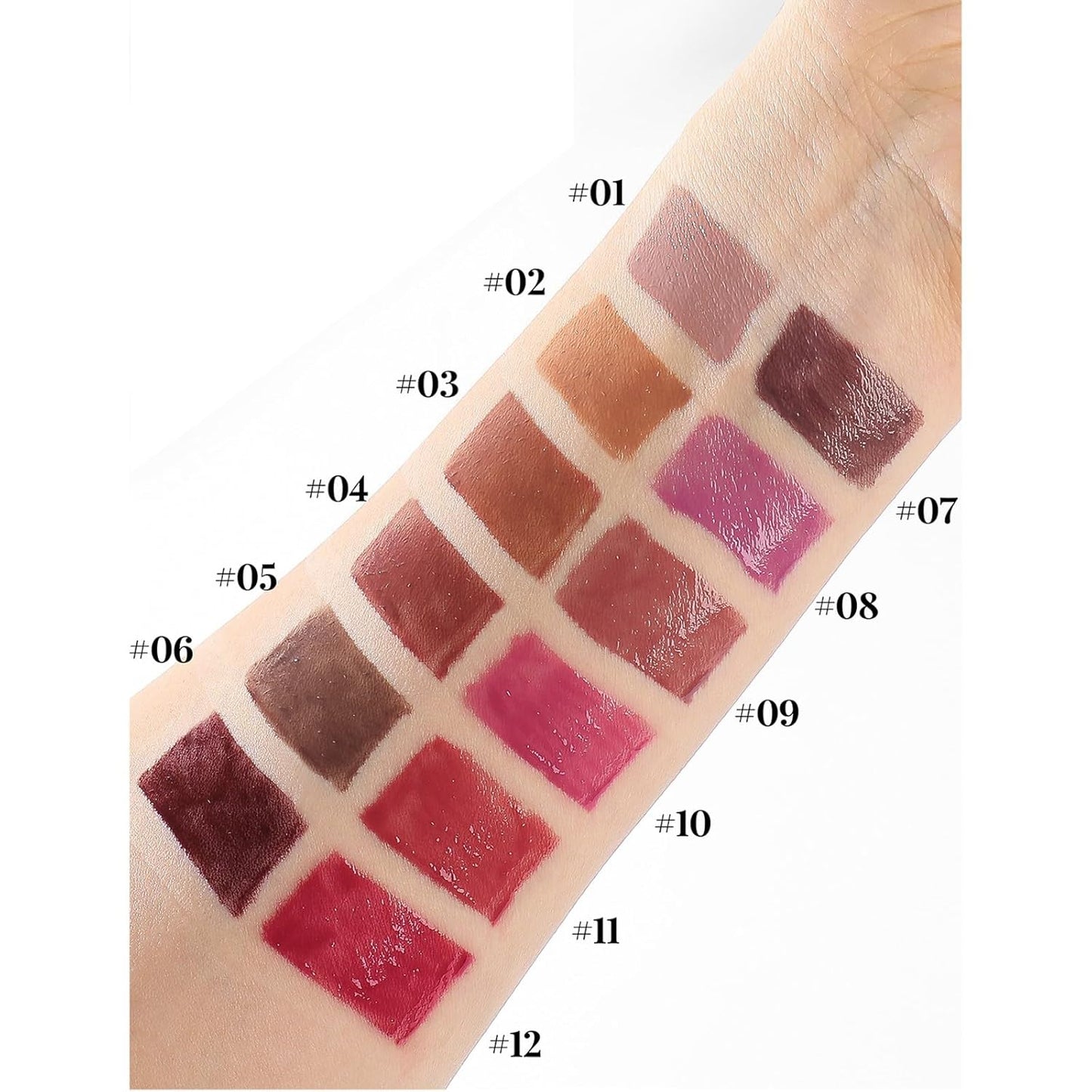 12 Pcs Lip Gloss Set with Glossy and Soft Brush Non-Sticky Moisturizing Lipgloss