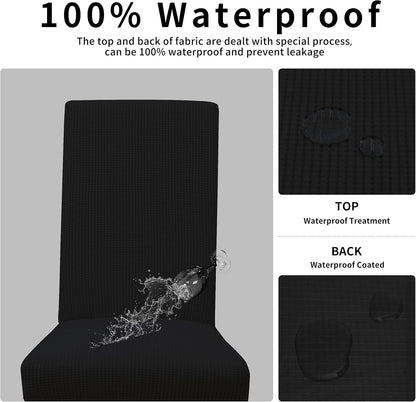 100% Waterproof Dining Room Chair Cover , Stretch Jacquard Parson Chair Slipcover