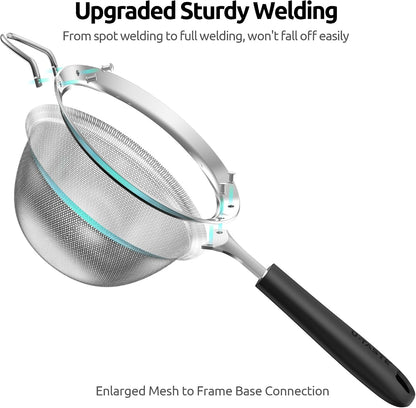 Fine Mesh Strainer - 3.4 Inch Round Sieve - Tea Strainers Soft-boiled Egg Magic Tool