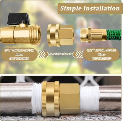 2 Pack Brass Garden Hose Adapter, Female to Female Hose Adapter Connector