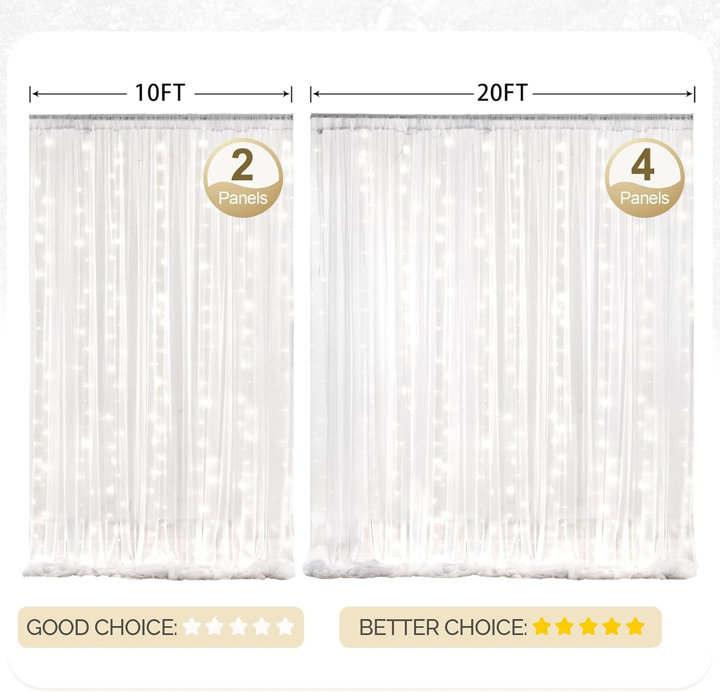 White Tulle Curtain with Lights String Backdrop for Wedding 63x118inch