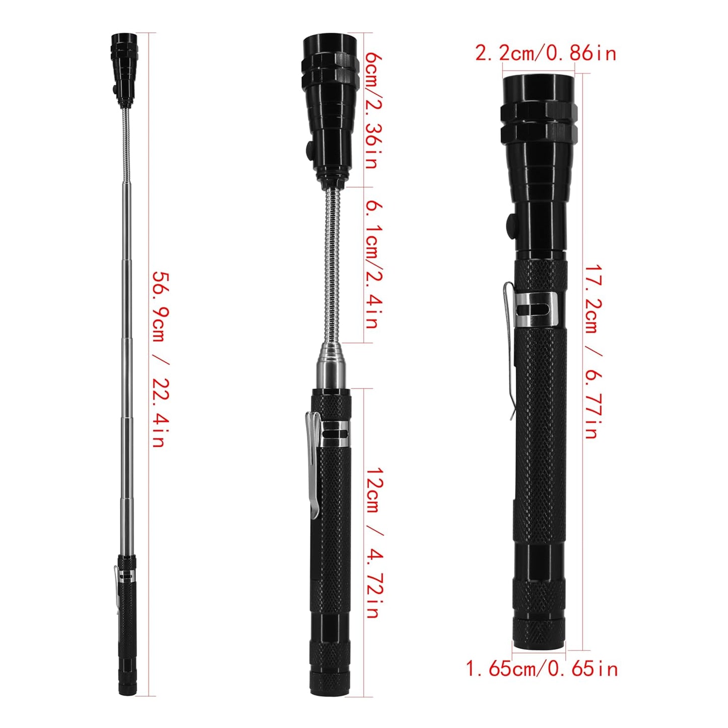 Portable Telescopic Flexible Extensible Led Flashlights Torch Magnetic Head Pick Up Tool