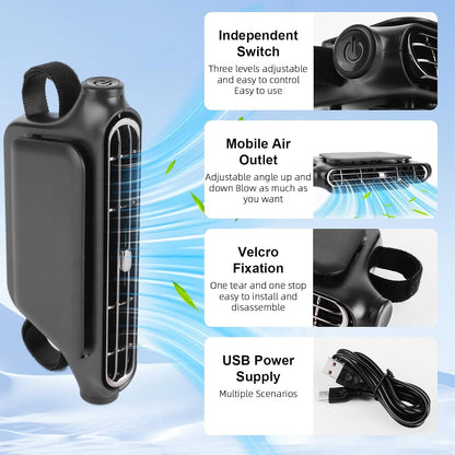 Wireless Car Backseat Fan with 3 Speeds, Portable Ventilation Unit, 3000mAh Rechargeable Battery