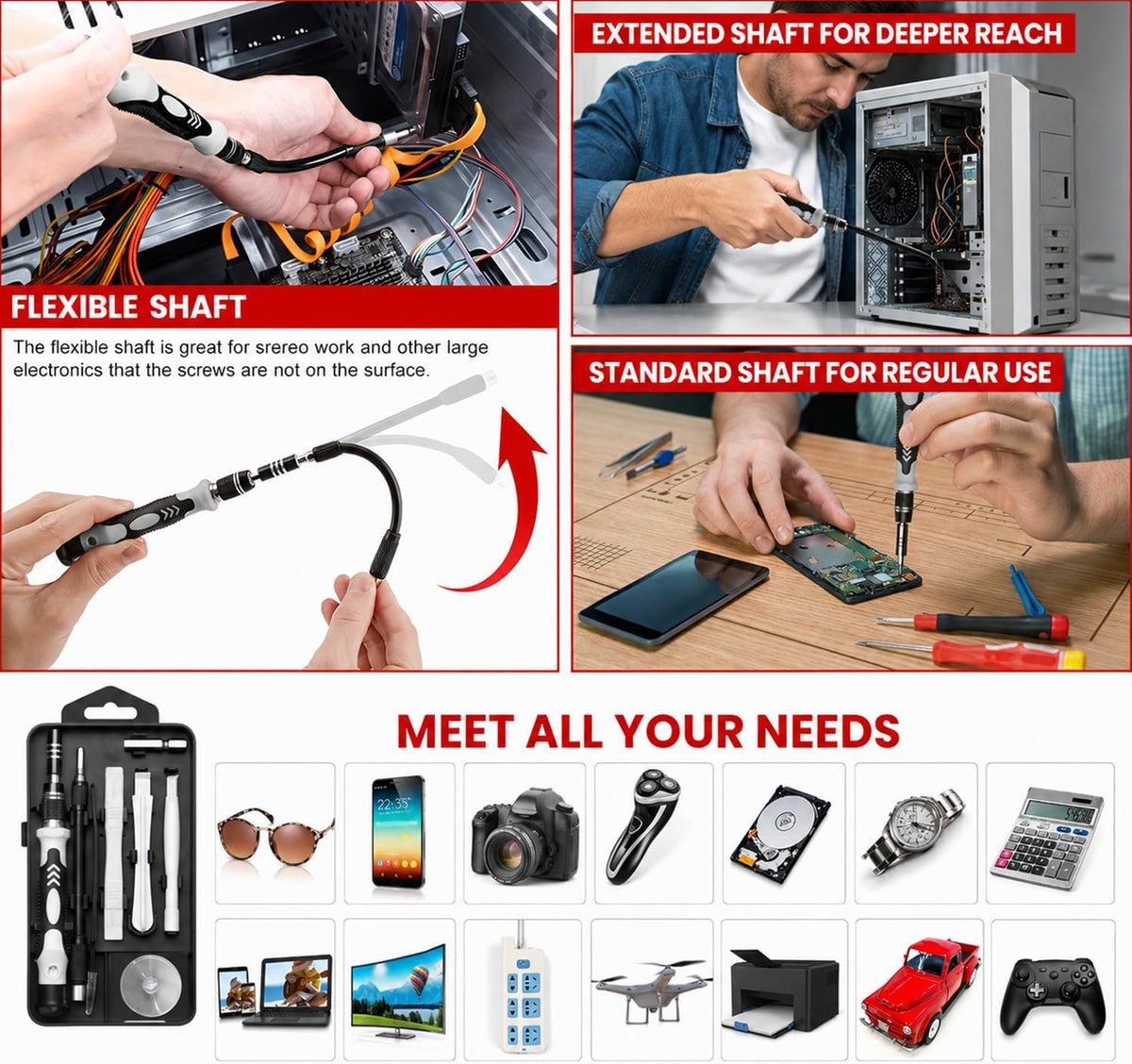 115 In 1 Multifunctional Precision Portable Screwdriver Set for Electronics, Watch, Computer Repair
