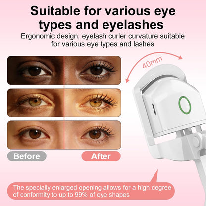Heated Eyelash Curler - 2-Level Temperature Adjustment, 8-Second Quick Heating