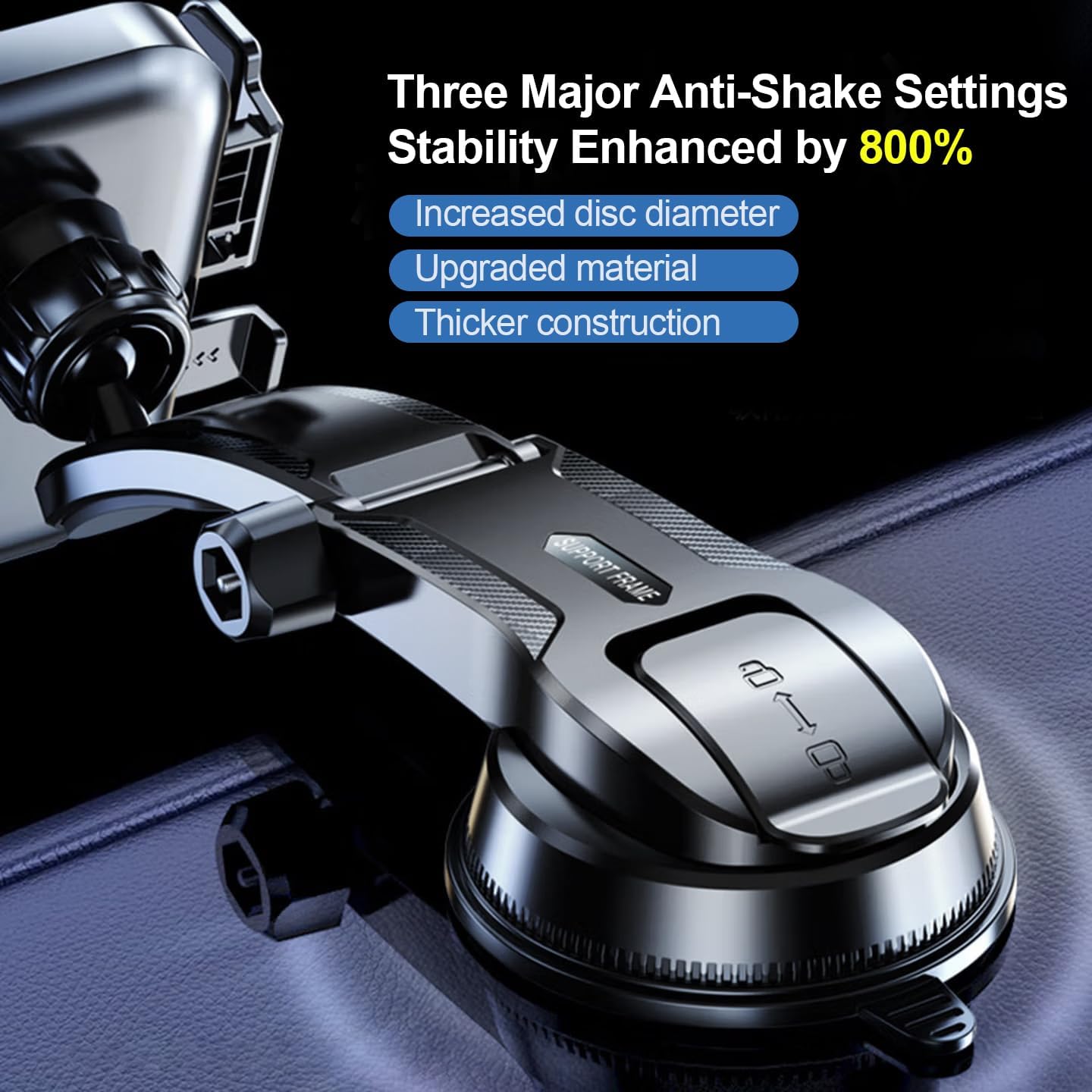 Universal Car Phone Mount, Supports 360-Degree Rotation — ABS Plastic, Strong Suction