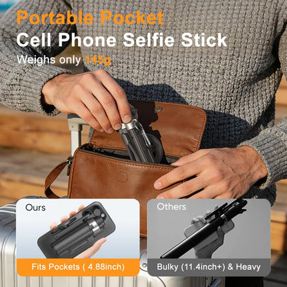 Upgraded 5-in-1 Magnetic Selfie Stick with 360° Rotatable Adjustable Magnetic Tripod Stand