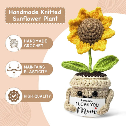 Mom Gifts Remember I Love You MOM, Handmade Crochet Cute Small Sunflower Gifts