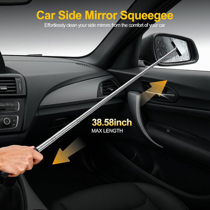 2PCS Black Retractable Car Rearview Mirror Wiper Long Handle Portable