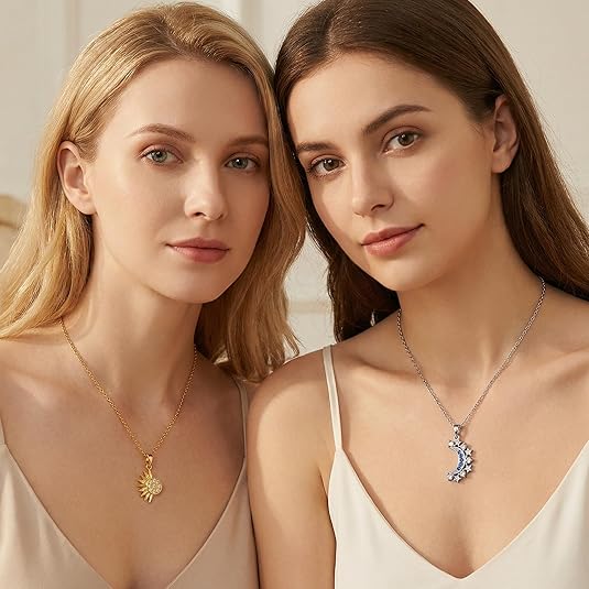 Sun and Moon Necklace for Best Friends Matching Set  Friendship Gift for Women