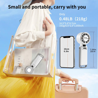 Portable Handheld Turbo Fan with Ice Cooling, 4000mAh Rechargeable