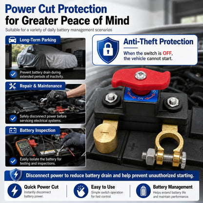 Car Battery Disconnect Switch - Universal Battery Disconnect Switch & Leak Protector