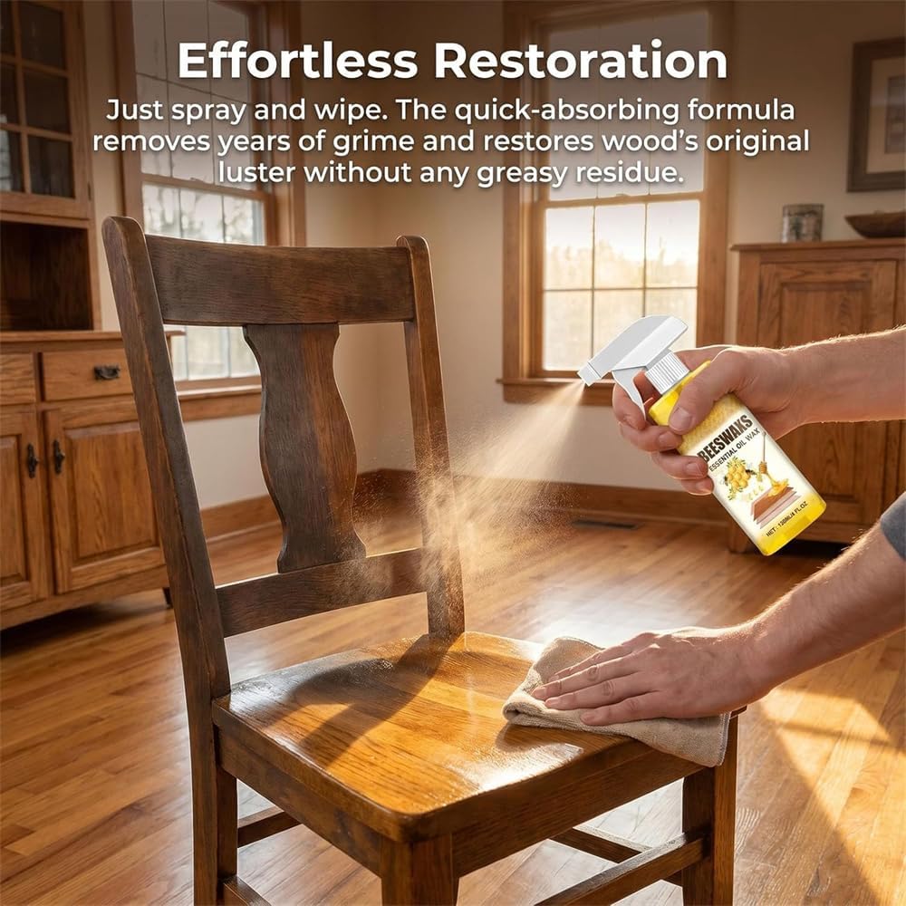 Beeswax Wood Polish Spray,Natural Wood Polish Spray For Living Rooms,Kitchens,Wood Furniture...