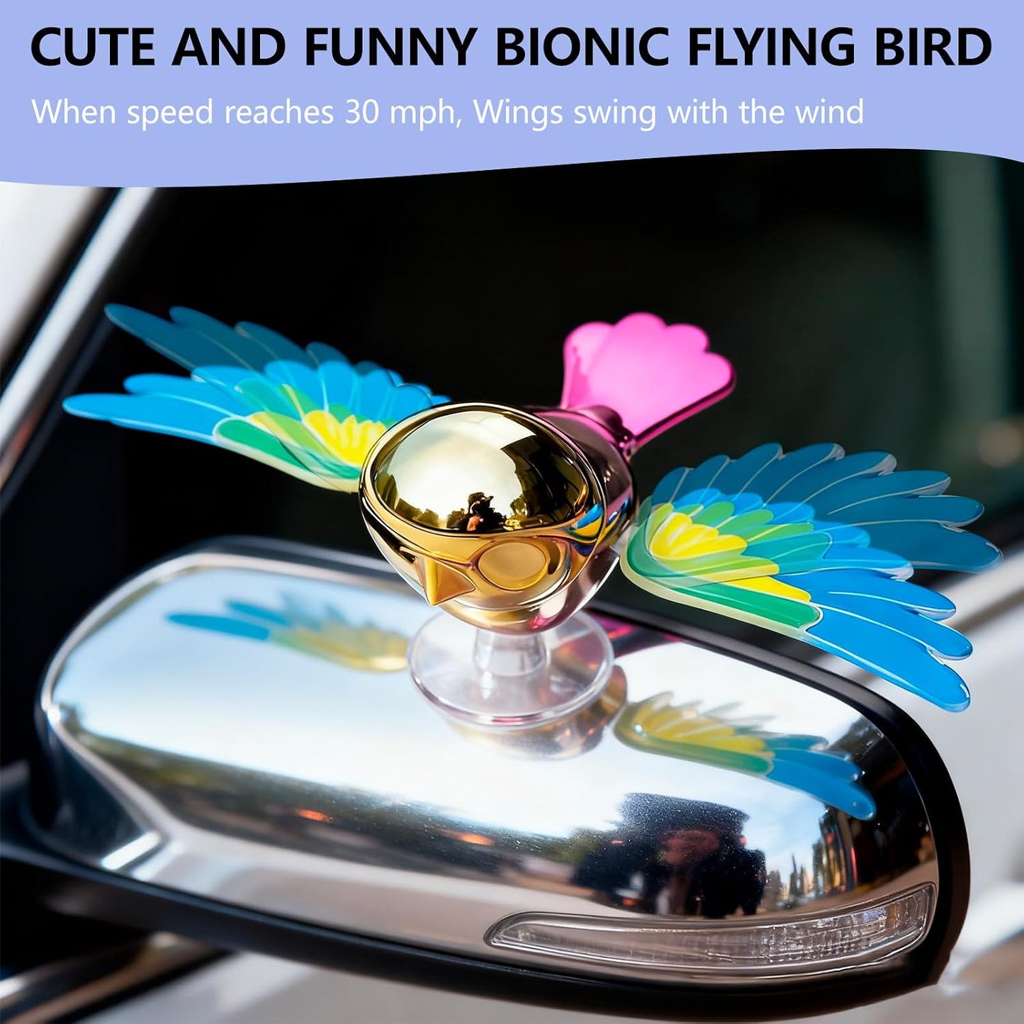 2Pcs Bionic Flying Bird, Funny and Cute Car Decoration, Wings Swing with Wind