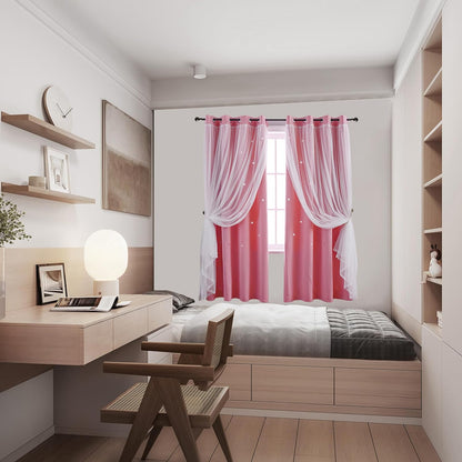 Star Cutout Window Blackout Curtains Bedroom Window Room Darkening Curtains