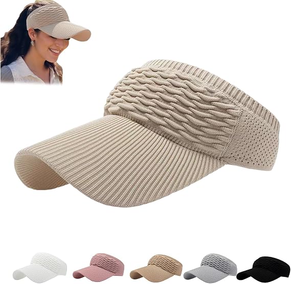 Sun Visor Hats, Wide Brim Sun Hats with UV Protection, Knitted Running Visors for Women