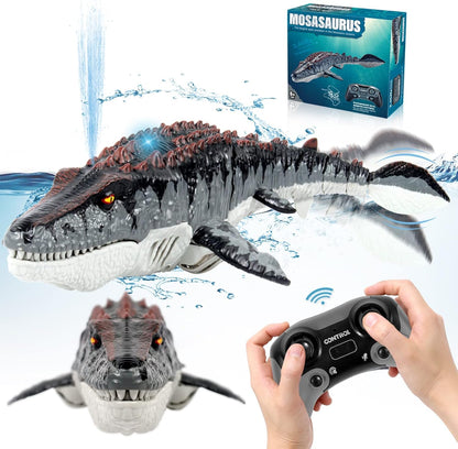 Dinosaur Toys, Upgrade Remote Control Water Toy RC Dino with Light and Spray Water