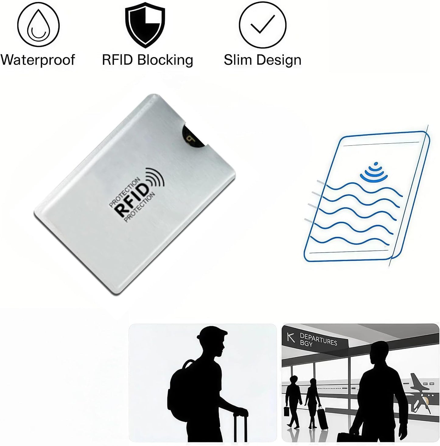 8PCS RFID Blocking Sleeves | Secure Credit Card Protector & ID Shield | Waterproof