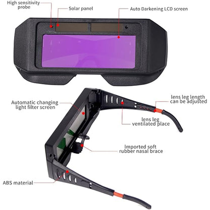 Solar Powered Auto Darkening Welding Glasses Welder Mask Helmet Eyes