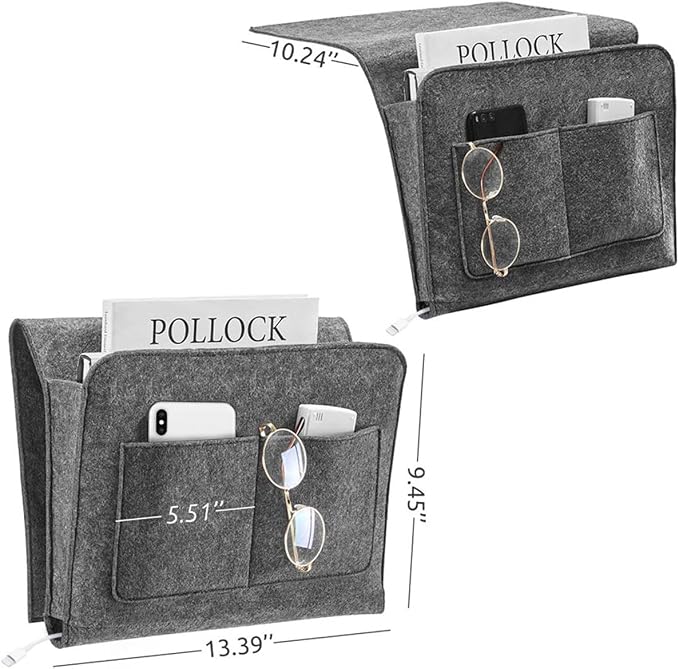 Bedside Caddy, 5 Pockets Felt Bedside Storage Organizer, Hanging Storage Organizer