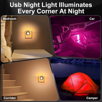 2PCS Car USB Night Light Touch Dimmable LED Filament Lamp