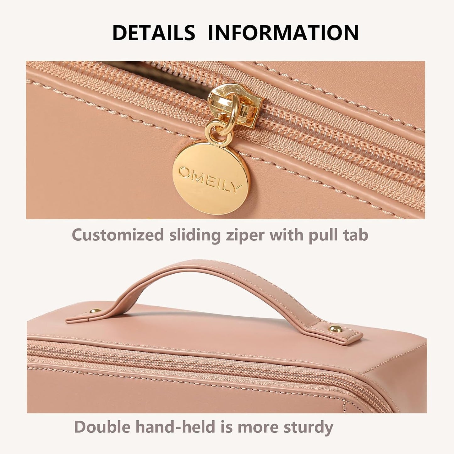 Travel Makeup Bag, Large Capacity Cosmetic Bag for Women, Waterproof PU Leather