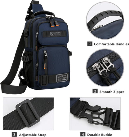 Crossbody Sling Backpack Sling Bag for Men Travel Hiking Chest Bag Daypack