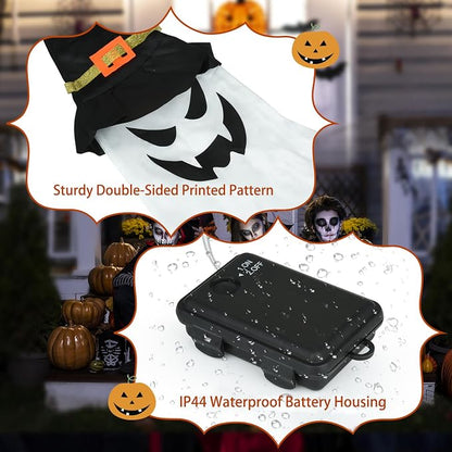 3Pcs Halloween Hanging Lighted Glowing Ghost Witch Hat Indoor Outside Ornaments