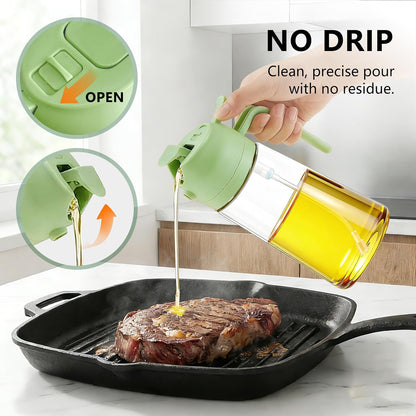 2 in 1 Olive Oil Spray for Cooking, 470ml/16oz Oil Dispenser for Kitchen and Home
