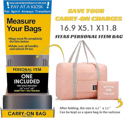 2PCS Foldable Travel Duffel Bag Tote Carry on Luggage Bag