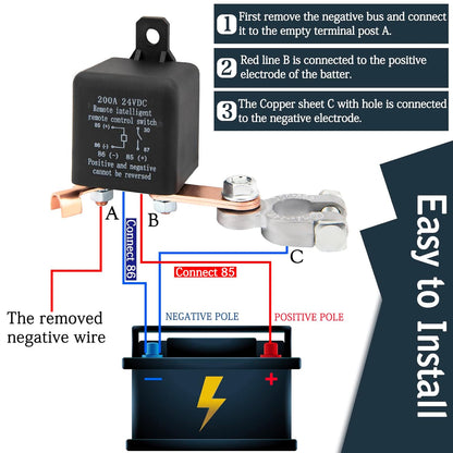 Car Battery Disconnect Relay Anti-Theft Battery Shut Off Switch
